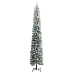 Slim Christmas Tree 300 LEDs & Ball Set & Flocked Snow 106.3