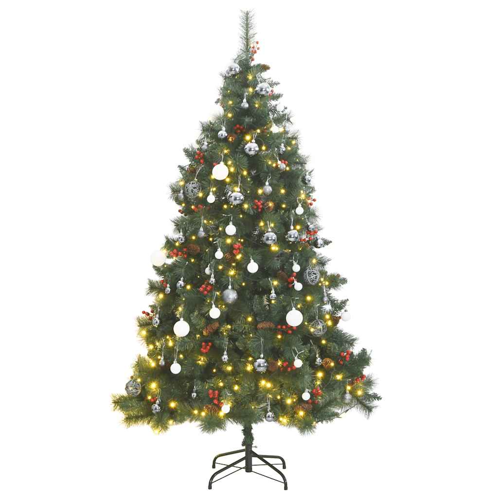 Artificial Hinged Christmas Tree Green, White, Grey PVC, Metal