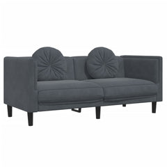 Sofa Set Dark Gray Velvet (100% polyester), plywood, solid wood