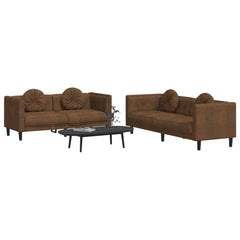 Sofa Set Brown Velvet, plywood, solid wood Large Seats Plenty