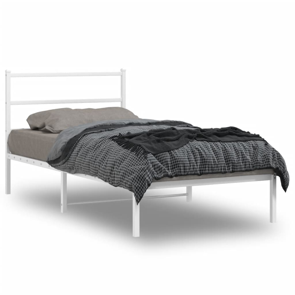 Bed Frame White Steel Twin Breathable Design Bed Frame