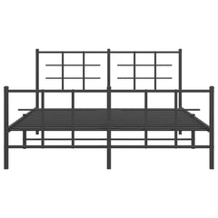 Bed Frame Black Powder-Coated Steel King Size Bed Frame