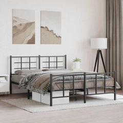 Bed Frame Black Powder-Coated Steel King Size Bed Frame