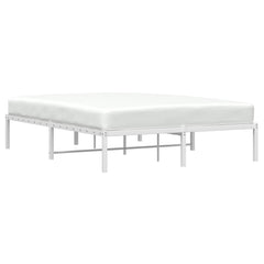 Bed Frame White Steel Full Bed Frame Rectangle Modern