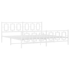 Bed Frame White Powder-Coated Steel Full Bed Frame Rectangular