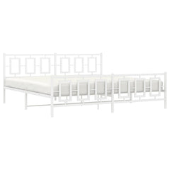 Bed Frame White Powder-Coated Steel Full Bed Frame Rectangular