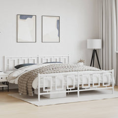 Bed Frame White Powder-Coated Steel Full Bed Frame Rectangular