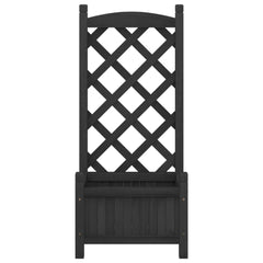 Planter Black Solid Fir Wood Medium Durable Planter