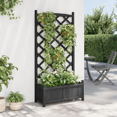 Planter Black Solid Fir Wood Medium Decorative Inlays Planter