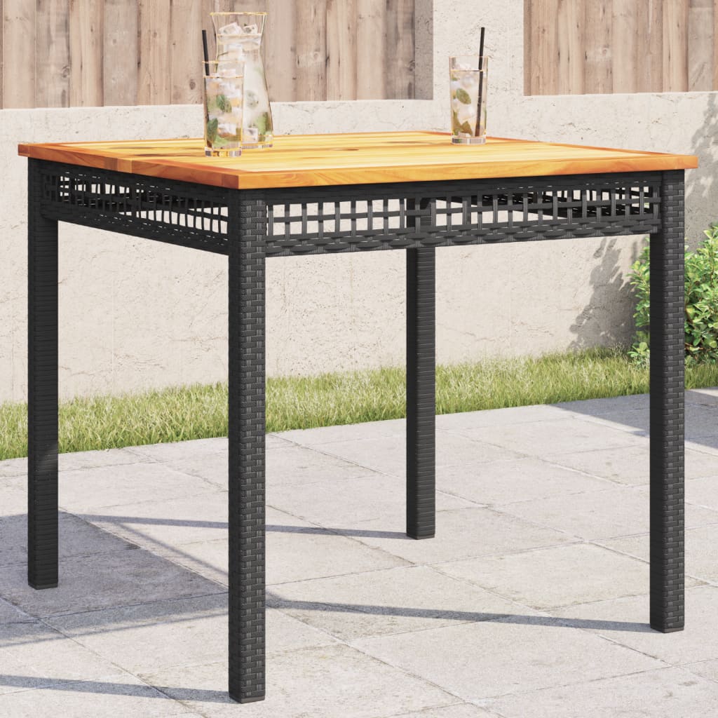 Garden Table Black and Brown PE Rattan 31.5 x 31.5 x 29.5 in