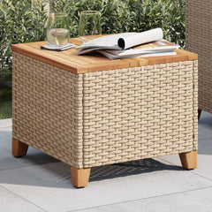 Garden Table Beige and Brown PE rattan Medium