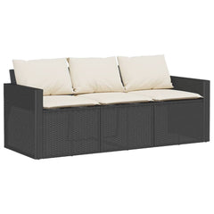 Garden Dining Set Black PE Rattan 3-Seater Removable Covers