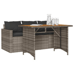 Garden Dining Set Grey PE rattan Medium UV-resistant materials