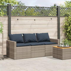 Garden Sofa Grey PE Rattan 3-Seater Removable Covers