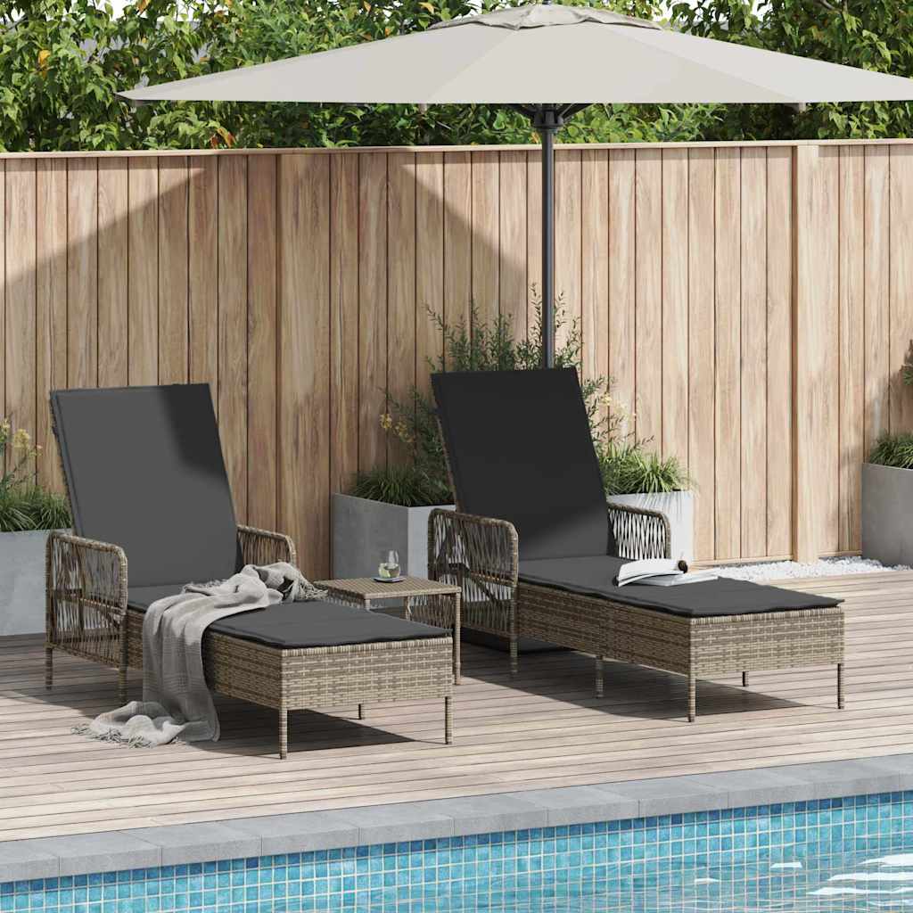 Sun Lounger 3 pcs Grey and Dark Grey 21.65 x 78.74 x 36.22 in