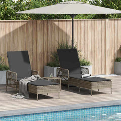 Sun Lounger 3 pcs Grey and Dark Grey 21.65 x 78.74 x 36.22 in