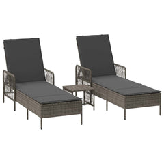 Sun Lounger 3 pcs Grey and Dark Grey 21.65 x 78.74 x 36.22 in