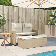 Garden Bench Beige PE rattan, powder-coated steel, polyester Medium