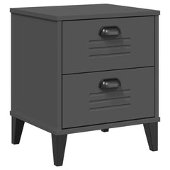Bedside Table Anthracite Grey Engineered Wood with Plastic Handles