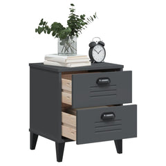 Bedside Table Anthracite Grey Engineered Wood with Plastic Handles