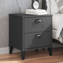 Bedside Table Anthracite Grey Engineered Wood with Plastic Handles