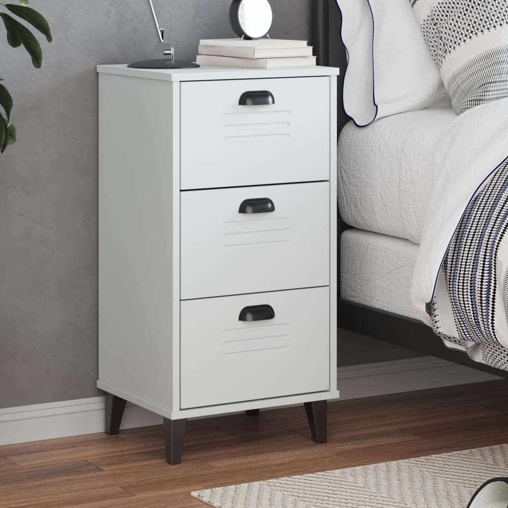 Bedside Table White Engineered wood Standard Bedside Table