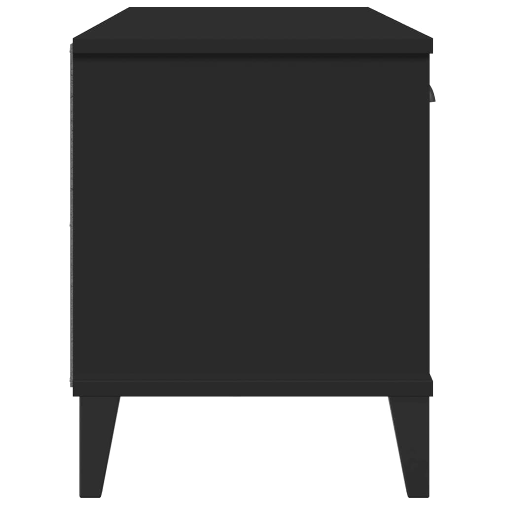 Black Viken shoe bench with engineered wood frame, storage cubbies, and doors.