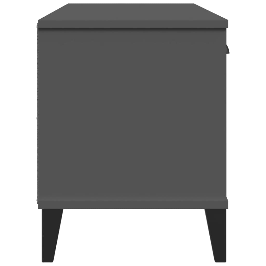 Anthracite gray engineered wood shoe bench with drawers and cubbies, 41.7x13.8x17.7 inches.