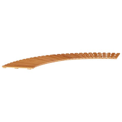 Two-piece curved solid acacia wood hot tub steps with slatted surfaces.
