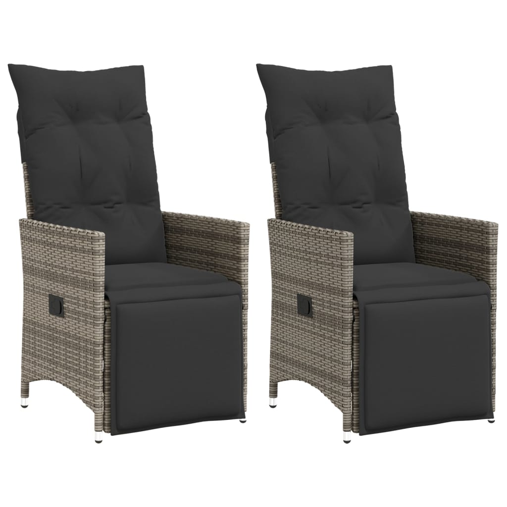Reclining Garden Chair Set of 2 Grey, Dark Grey
