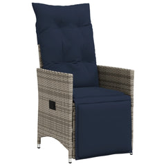 Reclining Patio Chairs 2 pcs with Cushions Gray Poly Rattan