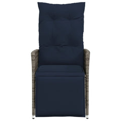 Reclining Patio Chairs 2 pcs with Cushions Gray Poly Rattan