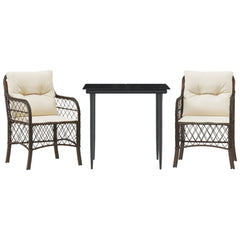 Bistro Set Brown, Cream White, Black