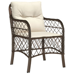 Bistro Set Brown PE Rattan Compact Removable Covers Bistro Set