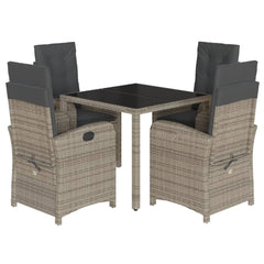 Garden Dining Set Grey Poly Rattan 5 Piece Set