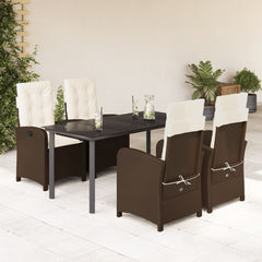 Garden Dining Set Brown, Black, Cream White