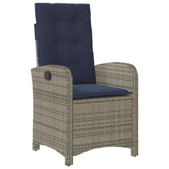 Garden Dining Set Grey PE Rattan Large Adjustable Feet