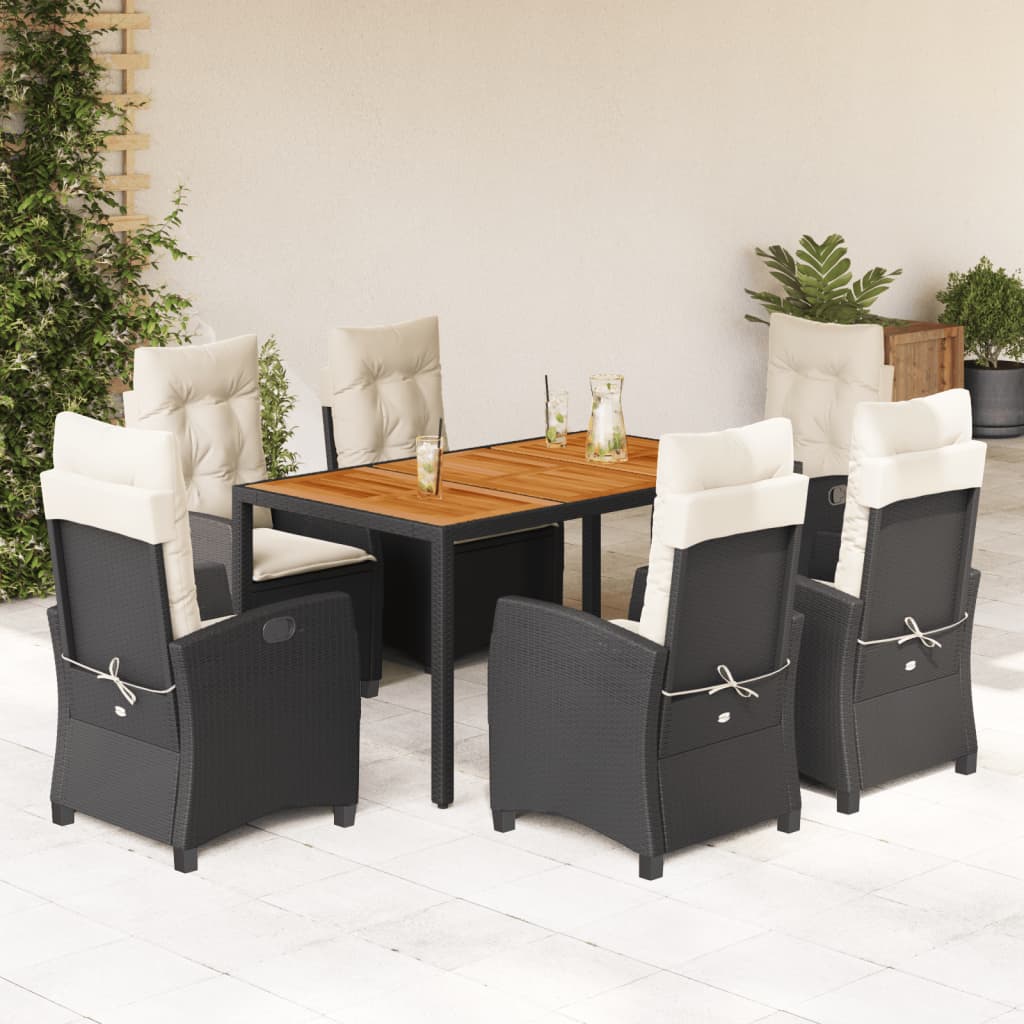 Garden Dining Set Black, Cream White
