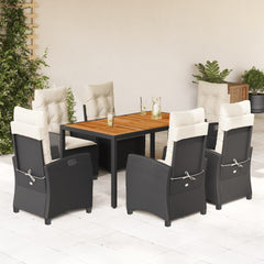 Garden Dining Set Black, Cream White