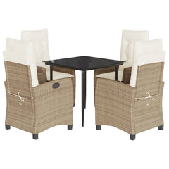 Garden Dining Set Beige PE rattan 5 Piece Set Seats Many