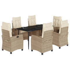Garden Dining Set Beige and Black