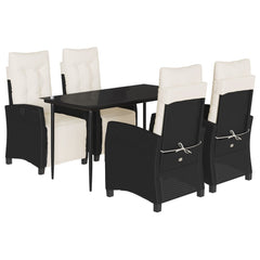 Garden Dining Set Black PE rattan Adjustable Footrests