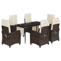 Garden Dining Set Brown, Black, Cream White