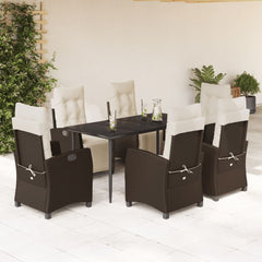 Garden Dining Set Brown, Black, Cream White