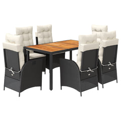 Garden Dining Set Black, Cream White