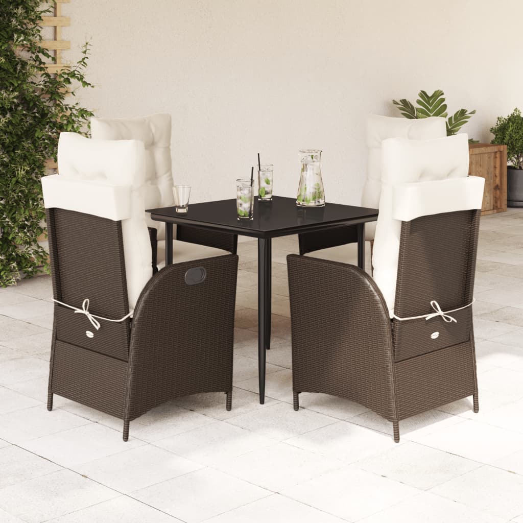 Garden Dining Set Brown, Cream white, Black