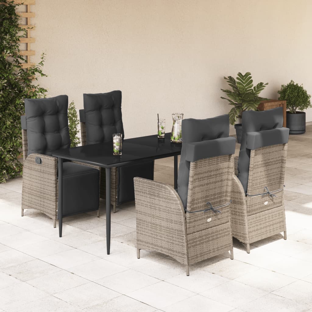 Garden Dining Set Grey, Black