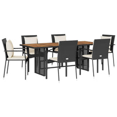 Garden Dining Set Black Poly Rattan Large Removable Covers