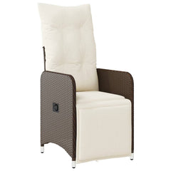 Reclining Garden Chair Brown PE rattan, powder-coated steel Medium