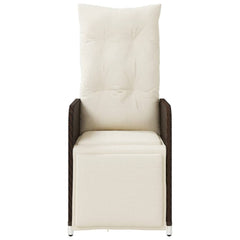 Reclining Garden Chair Brown PE rattan, powder-coated steel Medium